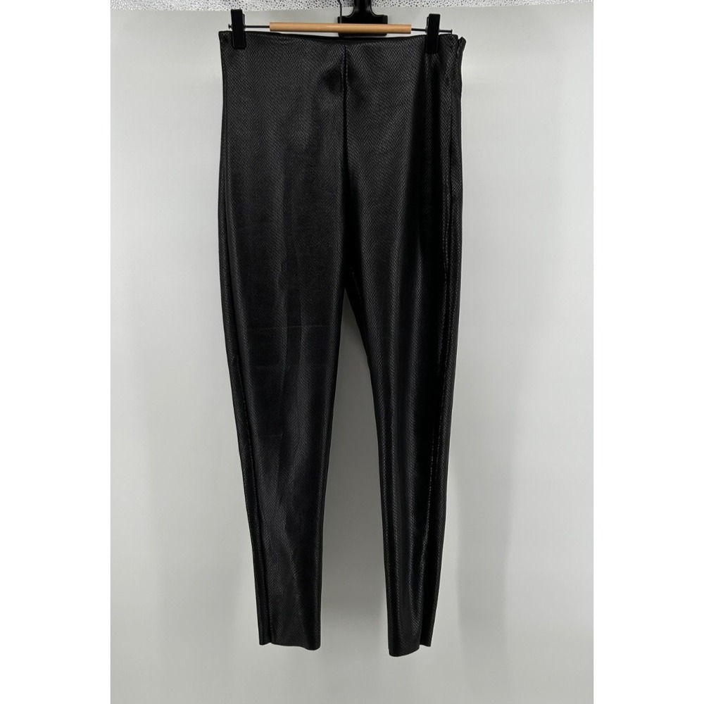 T Tahari Leggings Women's Medium Black Faux Leather Skinny Leg Ankle‎ Pants
